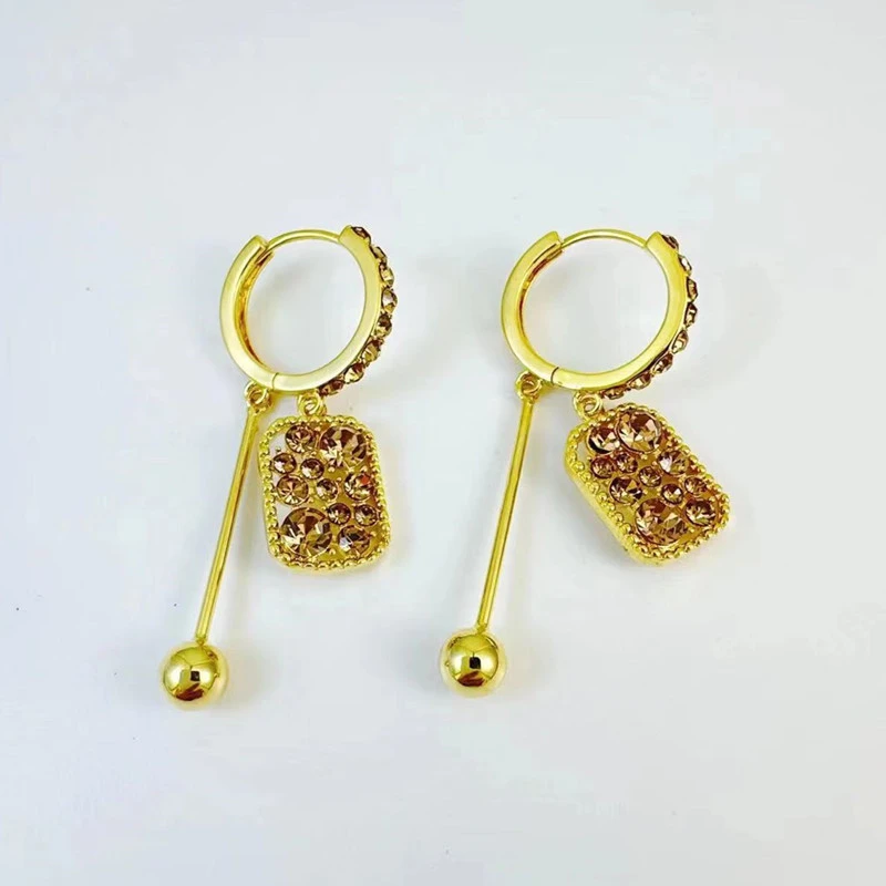 Light Luxury High-grade Full Diamond Geometric Earrings