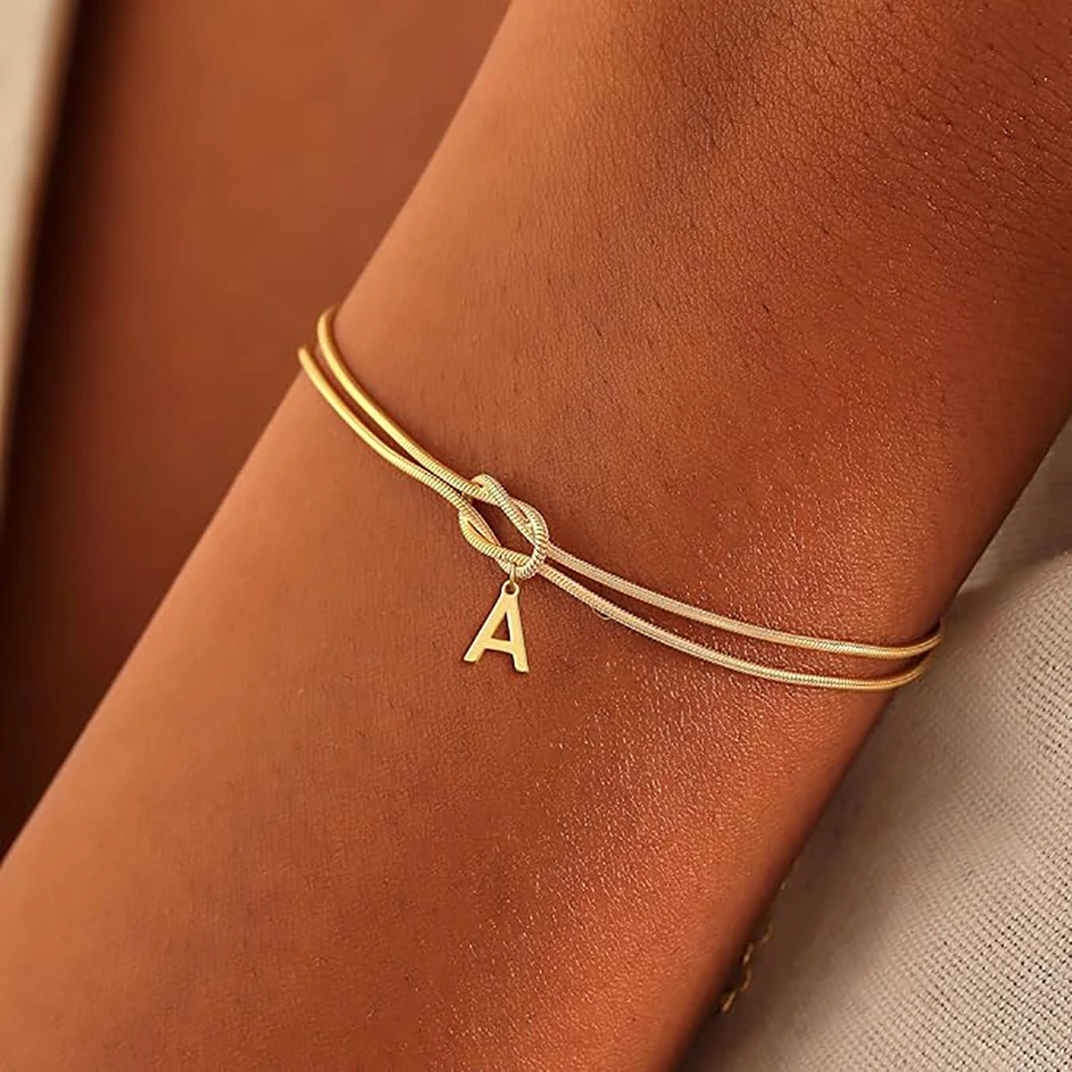 English A- Z Uppercase 26 Letters Knotted Bracelet For Couple