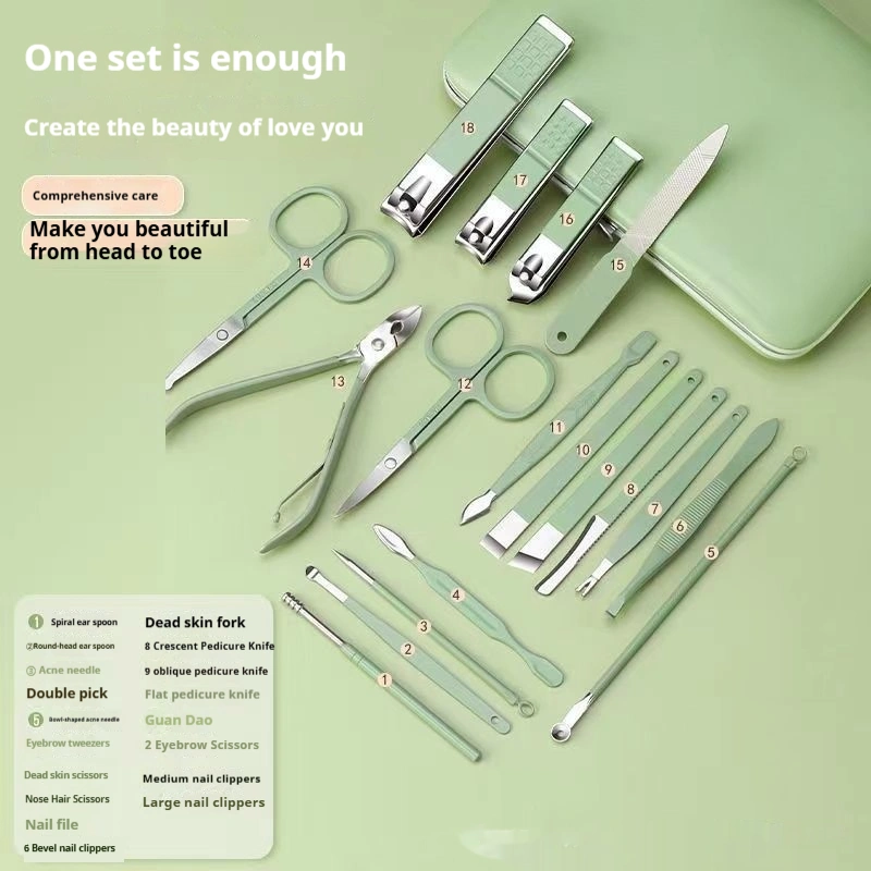 Stainless Steel Nail Scissor Set 18-piece Manicure Implement Clippers