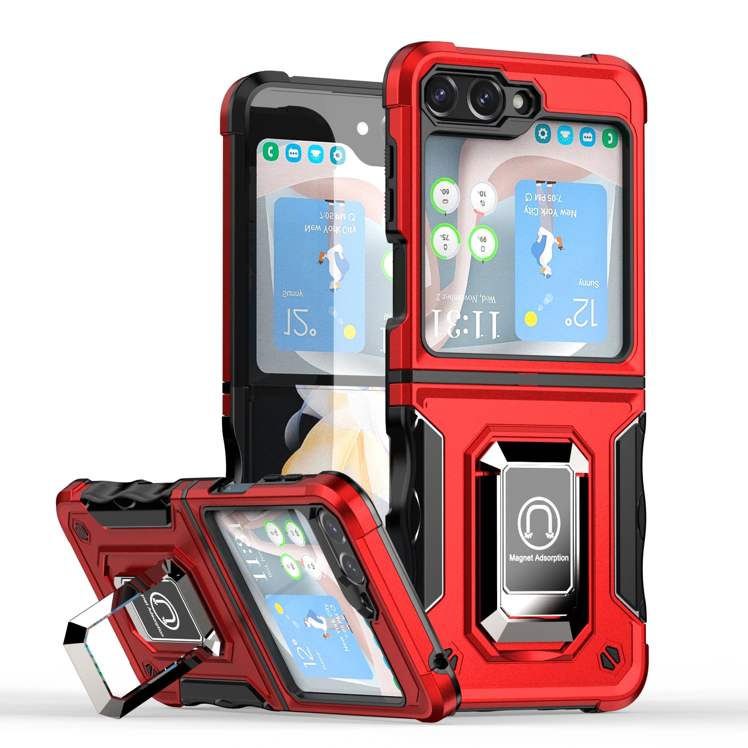 Army Flag Ring Z Flip5 ZFlip4 Magnetic Bracket Phone Case