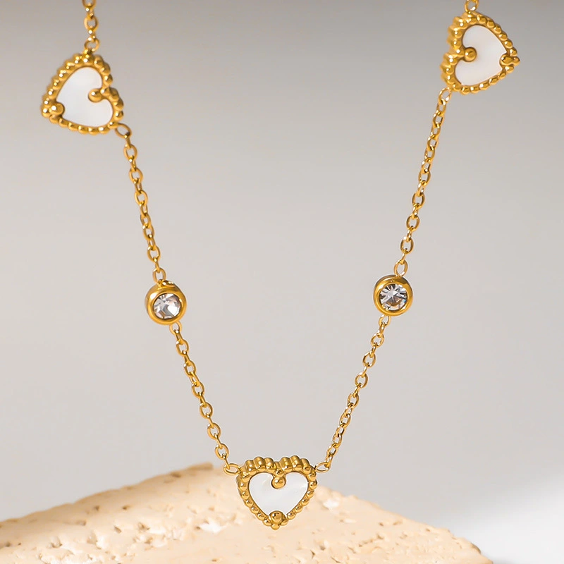 Fashion Simple White Shell Love Chain Stainless Steel