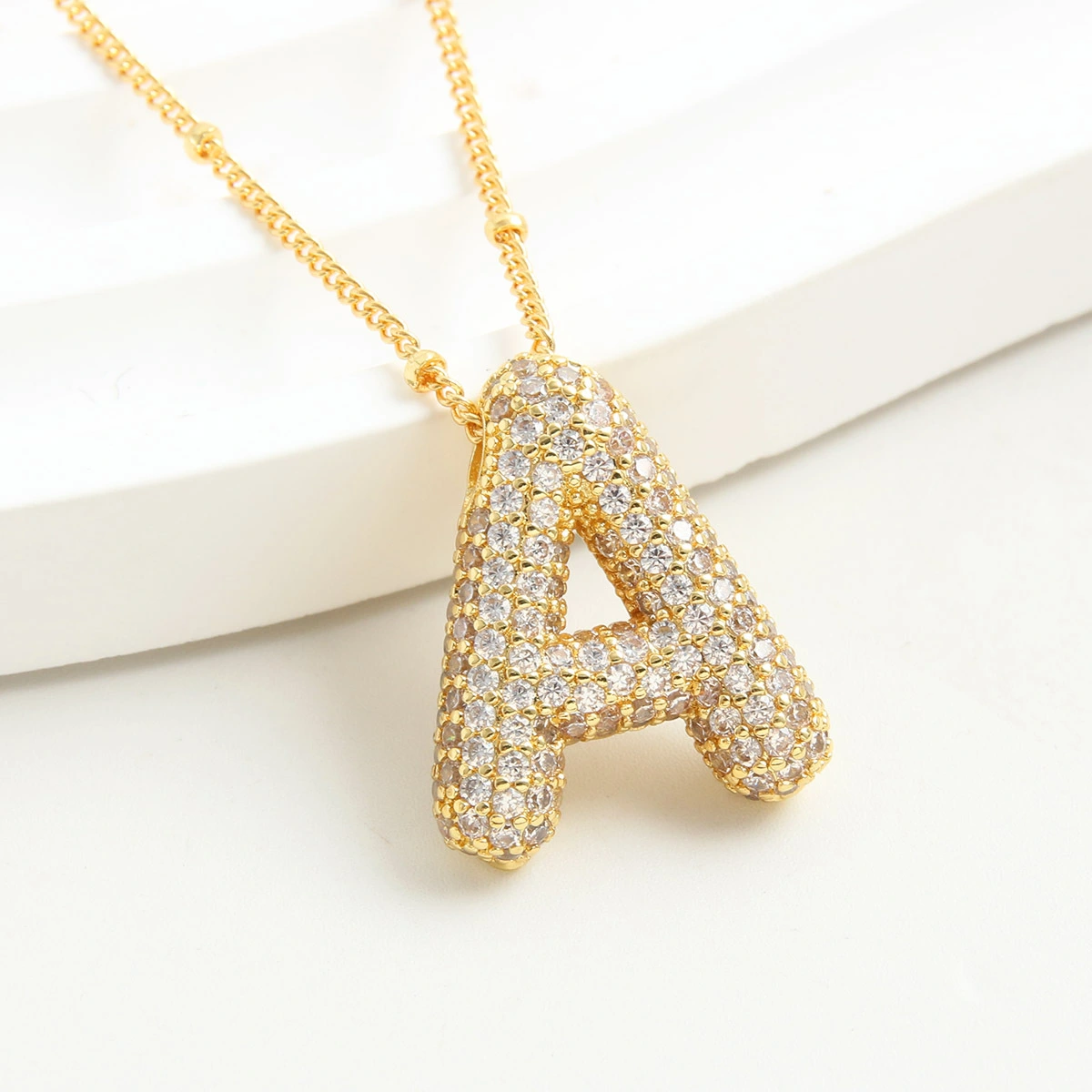 Copper Inlaid Zircon Women's 26 English Letter Necklace