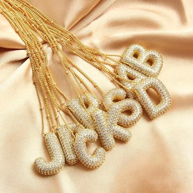 Copper Inlaid Zircon Women's 26 English Letter Necklace