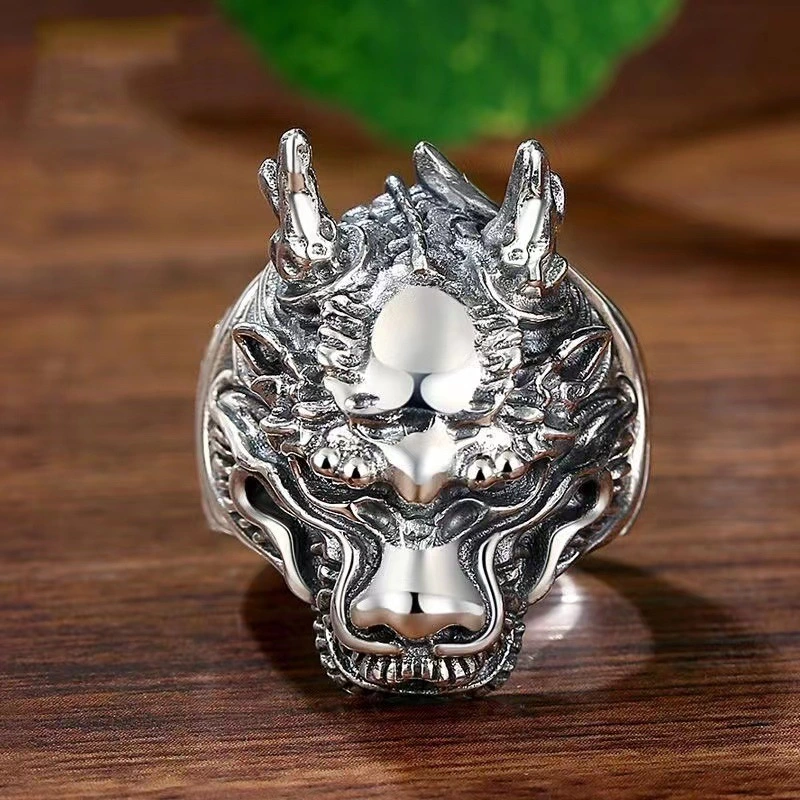 Retro Ring Zodiac Dragon King Open Domineering
