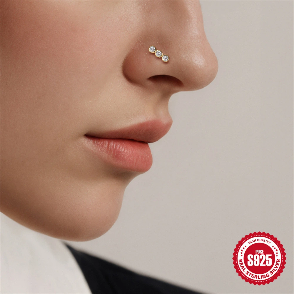 New 925 Sterling Silver Personalized Diamond Closed Nose Ring