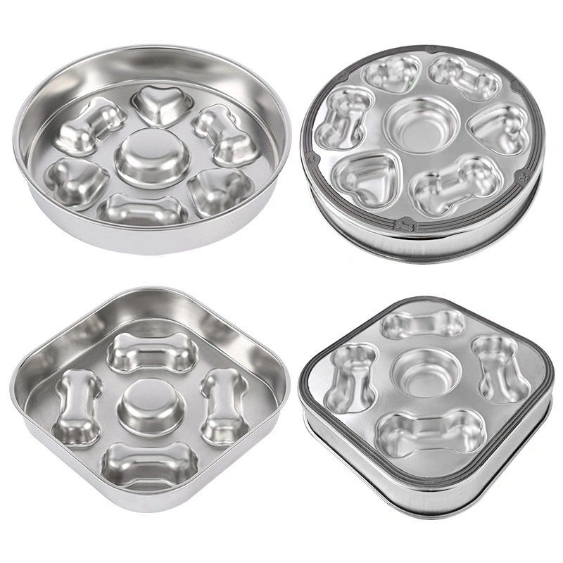 Non-slip Anti-choke 304 Stainless Steel Pet Slow Feeding Bowl