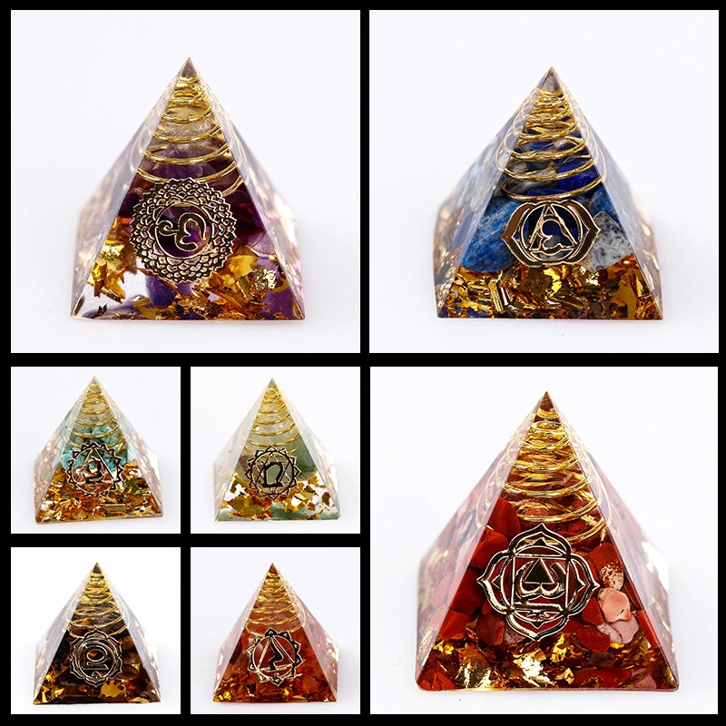 Natural Crystal Gravel Pyramid Epoxy Decorations