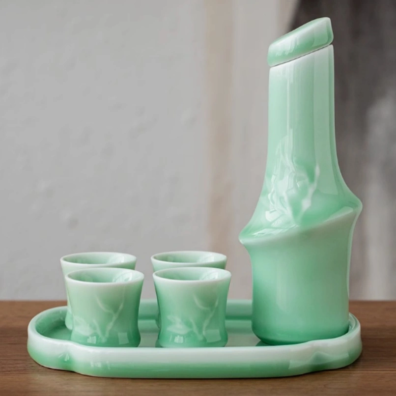 Celadon Bamboo Joint Wine Set Wine Decanter Set