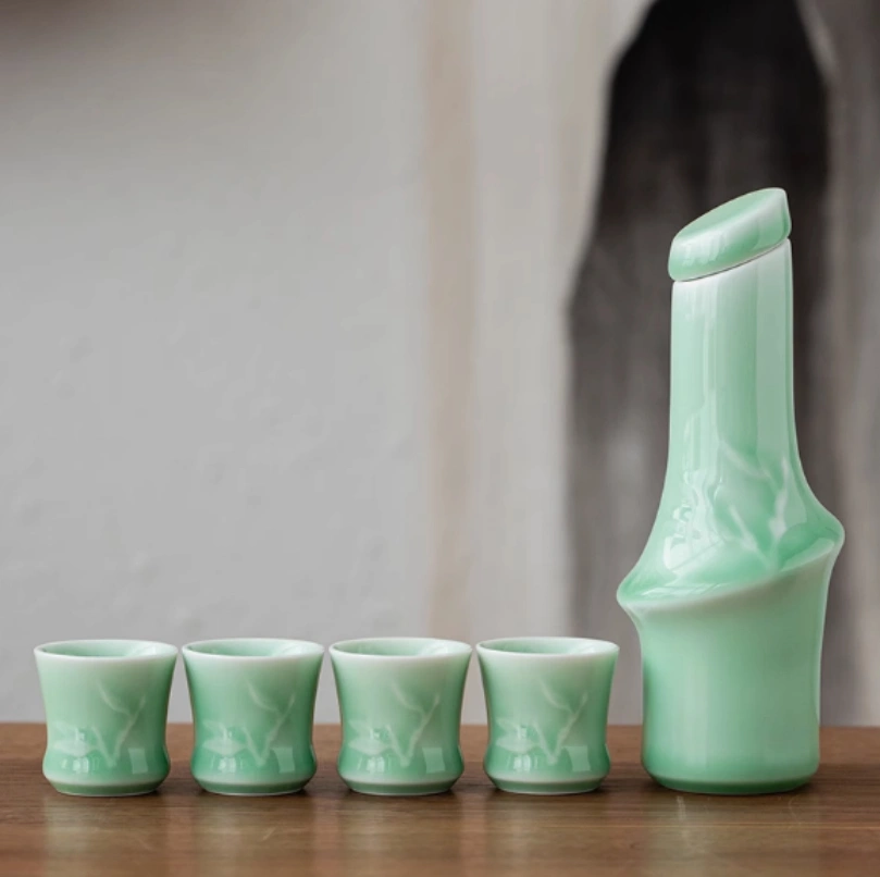 Celadon Bamboo Joint Wine Set Wine Decanter Set