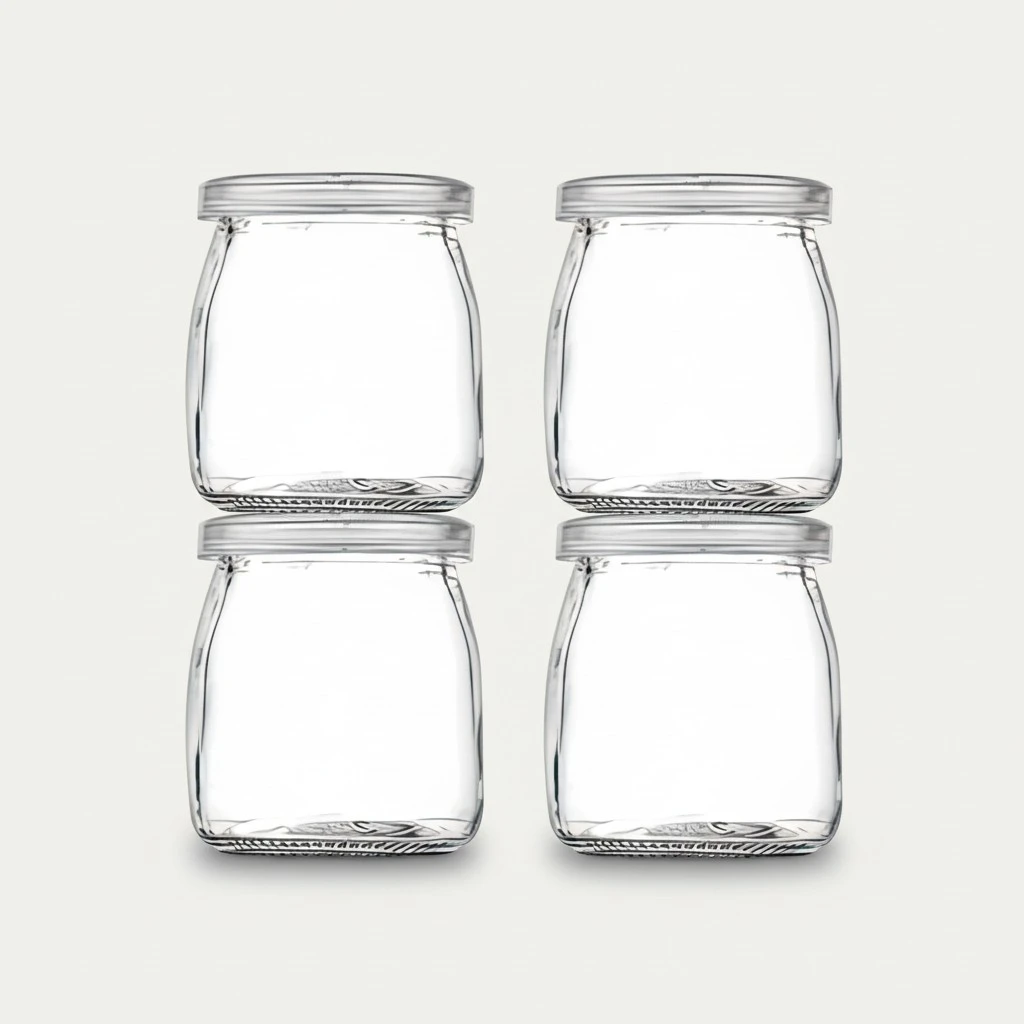 Thymart 5.3oz / 7 OZ Mini Glass Jar with Lid for Pudding, Yogurt, Caviar, Herb, Jelly, Jams, Honey, Spices - Dishwaresafe - Pack-of-4Pcs (5.3, Round, 4, MGJS5-7)