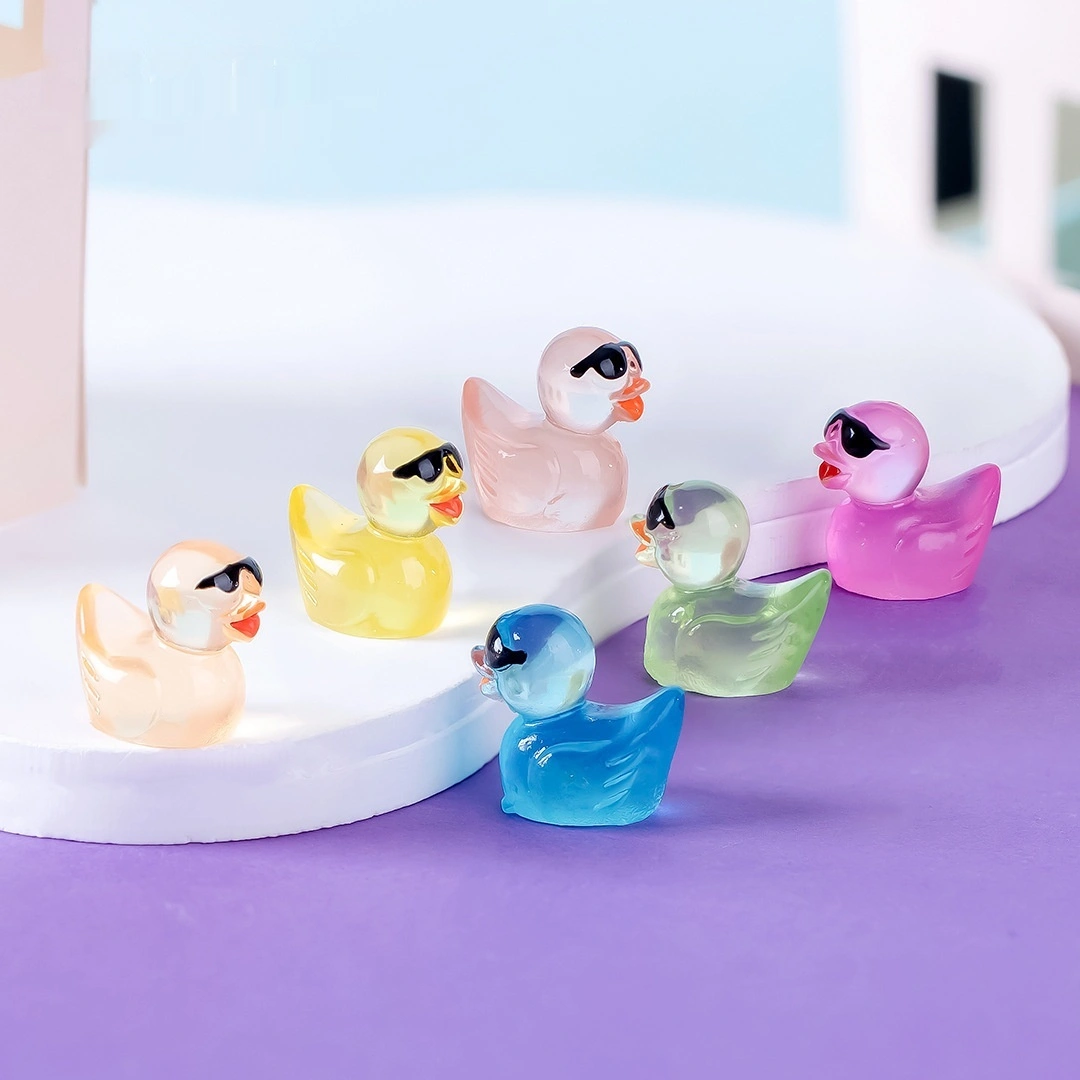 Micro Landscape Creative Fluorescent Luminous Sunglasses Little Yellow Duck Doll