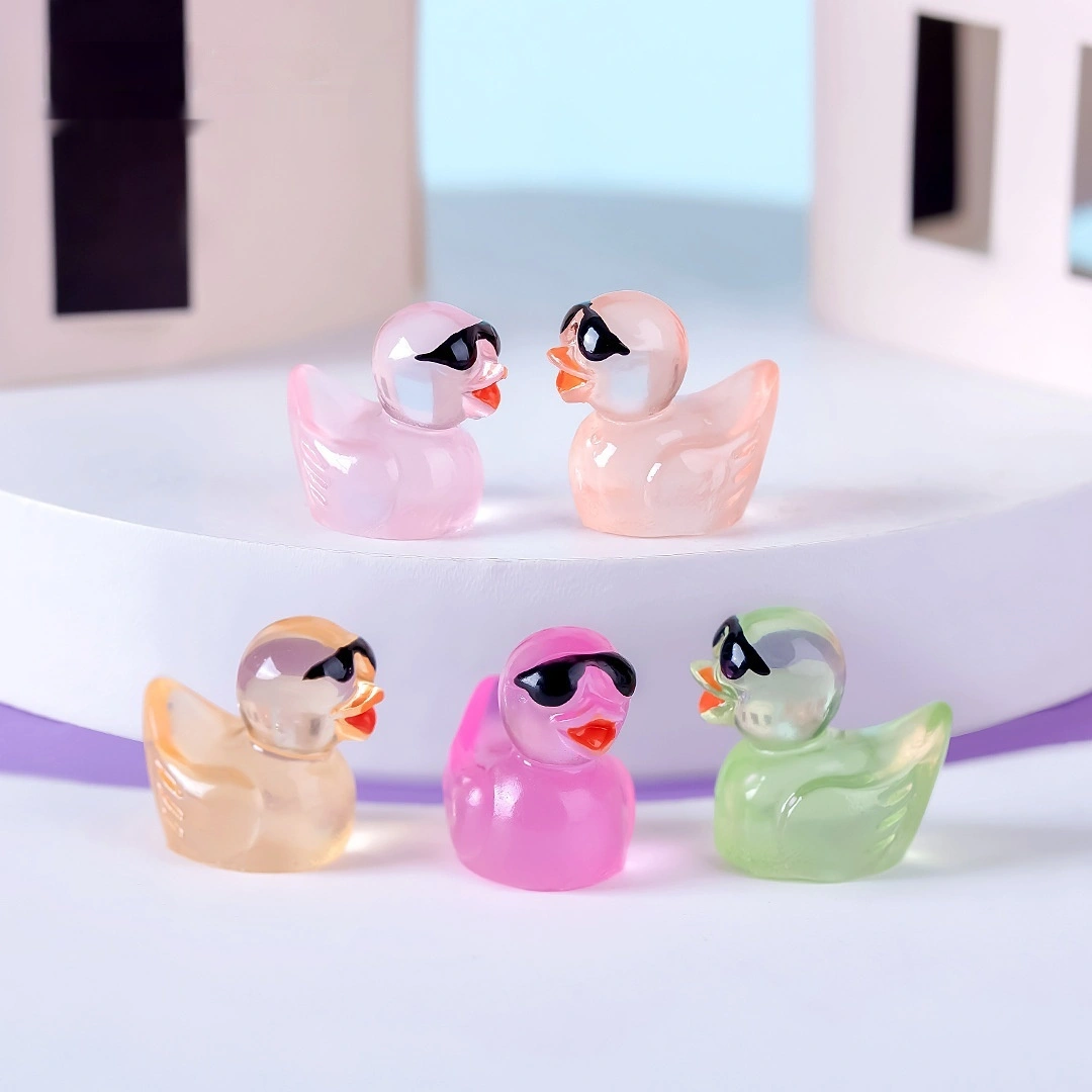 Micro Landscape Creative Fluorescent Luminous Sunglasses Little Yellow Duck Doll