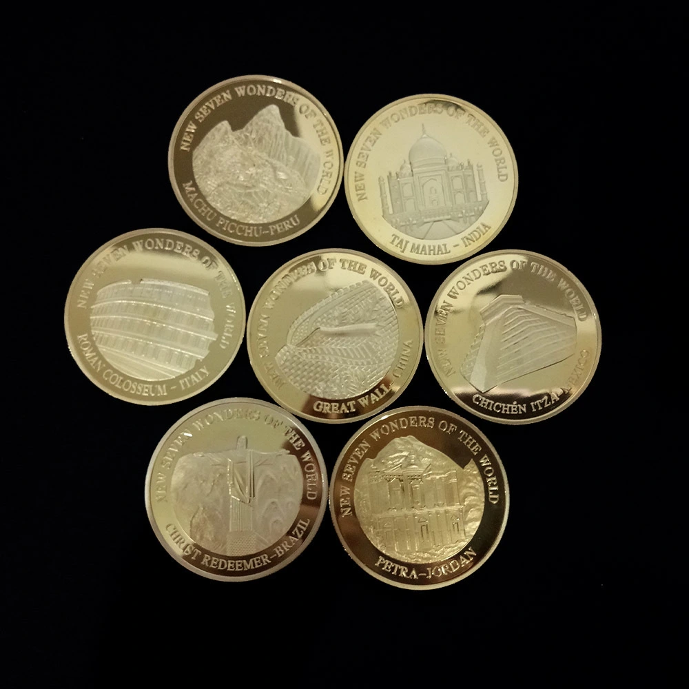 New World Seven Wonders Gold Plated Commemorative Badge