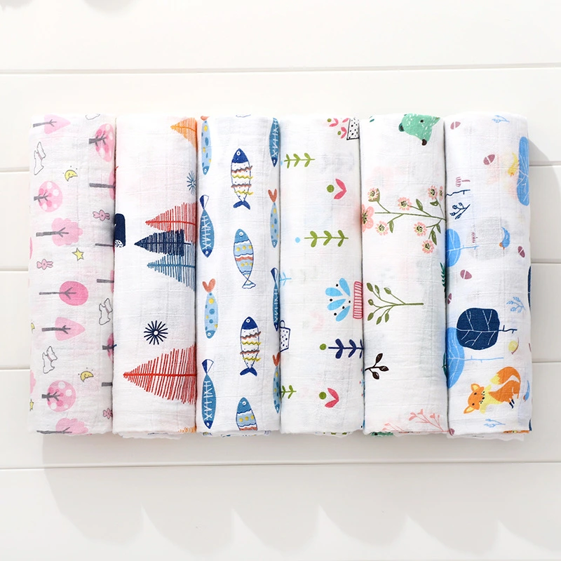 Soft Cartoon Printing Double-layer Gauze Baby's Bath Towel