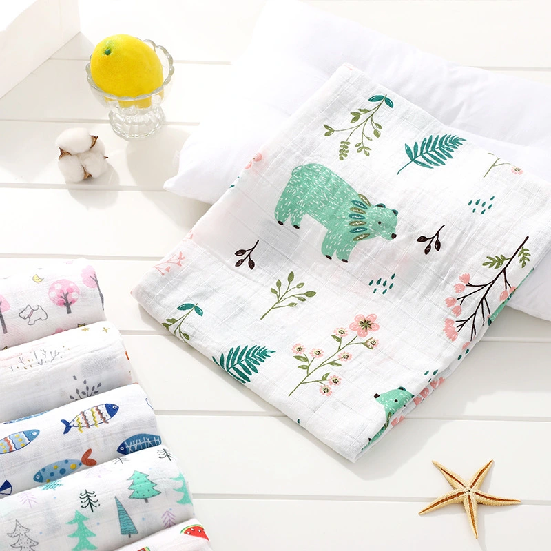 Soft Cartoon Printing Double-layer Gauze Baby's Bath Towel