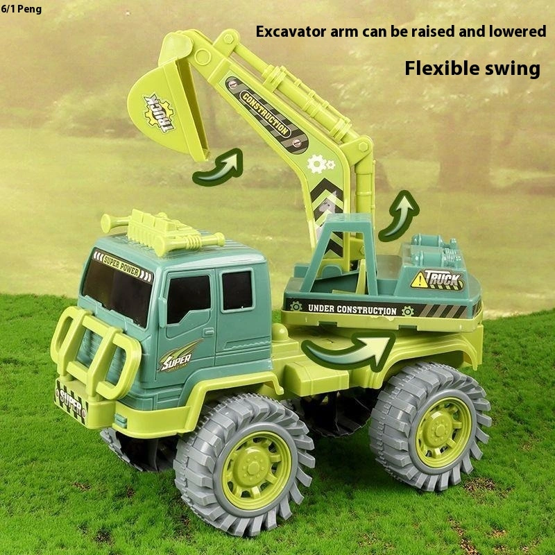Children's Educational Large Simulation Engineering Vehicle Excavator Stirring