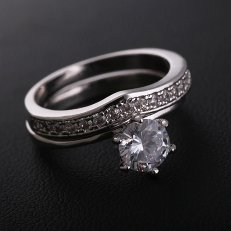 Platinum Diamond Ring Micro-inlaid AAA Zircon Ring