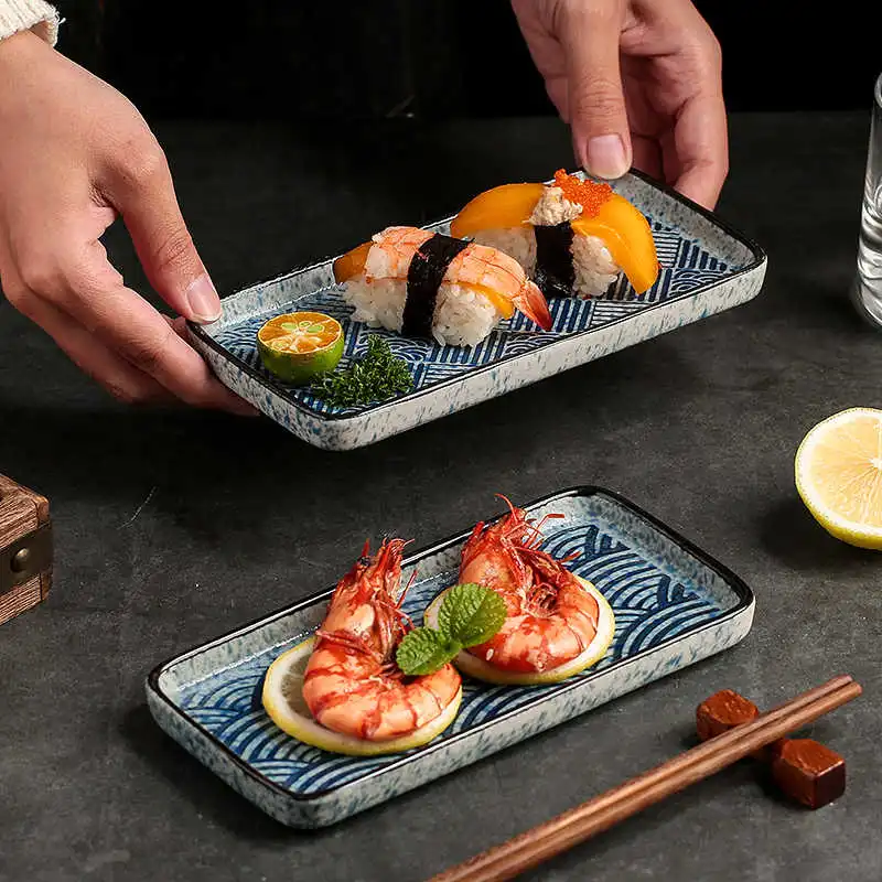 Household Rectangular Sushi Restaurant Dedicated Ceramic Dish