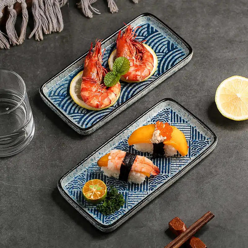 Household Rectangular Sushi Restaurant Dedicated Ceramic Dish