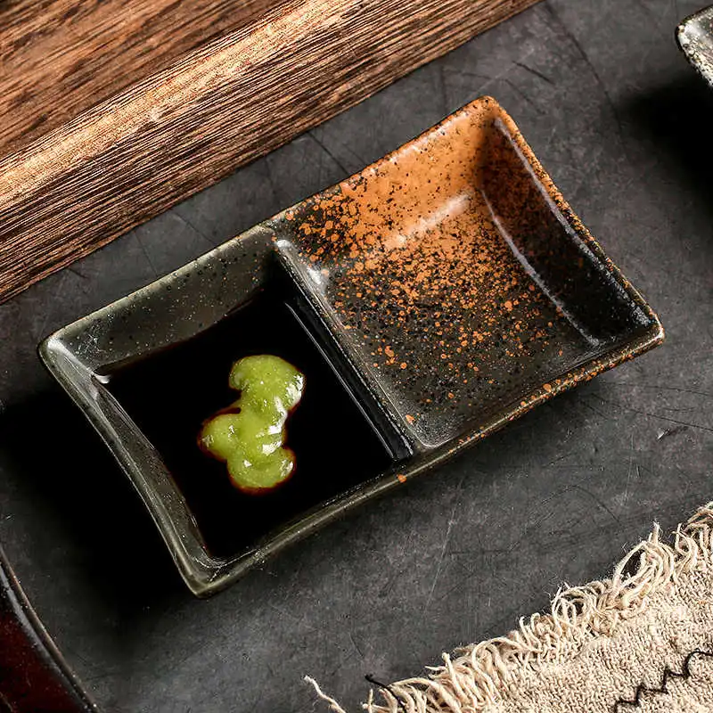 Creative Seasoning Kitchen Ceramic Grid Soy Sauce Dish