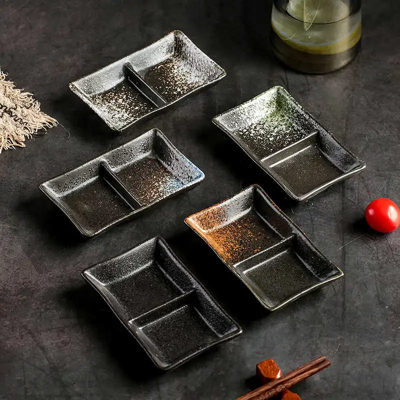 Creative Seasoning Kitchen Ceramic Grid Soy Sauce Dish