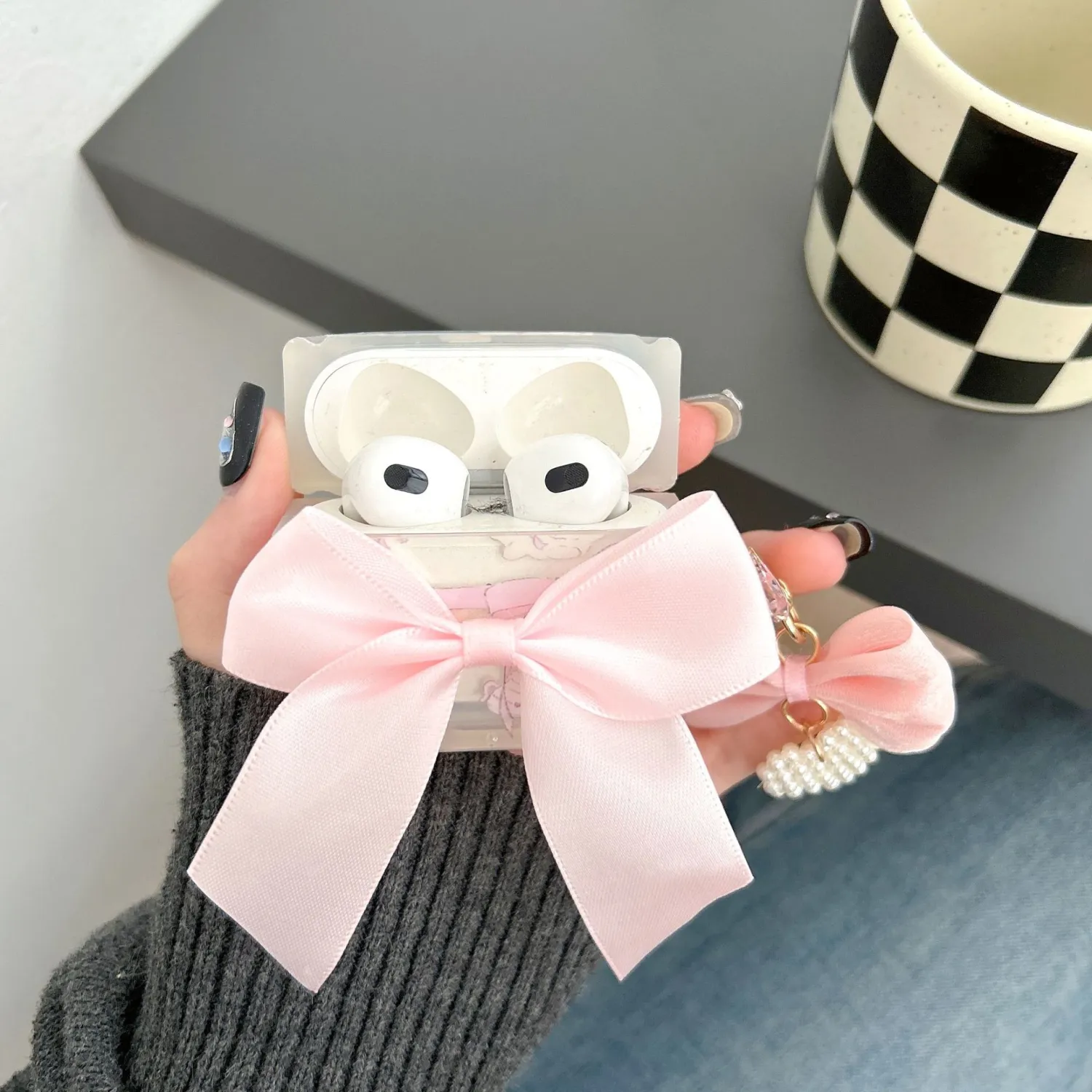 Bow Protective Case Bluetooth Love Pearl Pendant