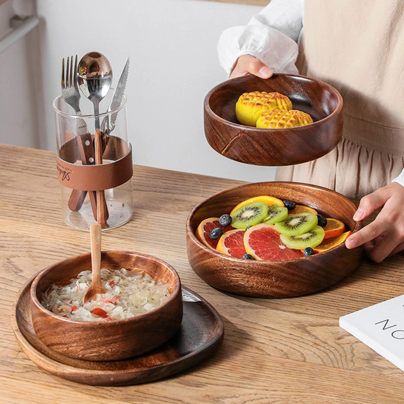 Household Creative Walnut Plate Wooden Soup Bowl