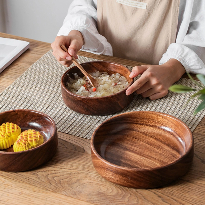 Household Creative Walnut Plate Wooden Soup Bowl