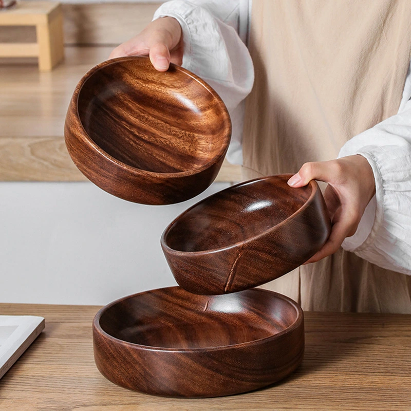 Household Creative Walnut Plate Wooden Soup Bowl