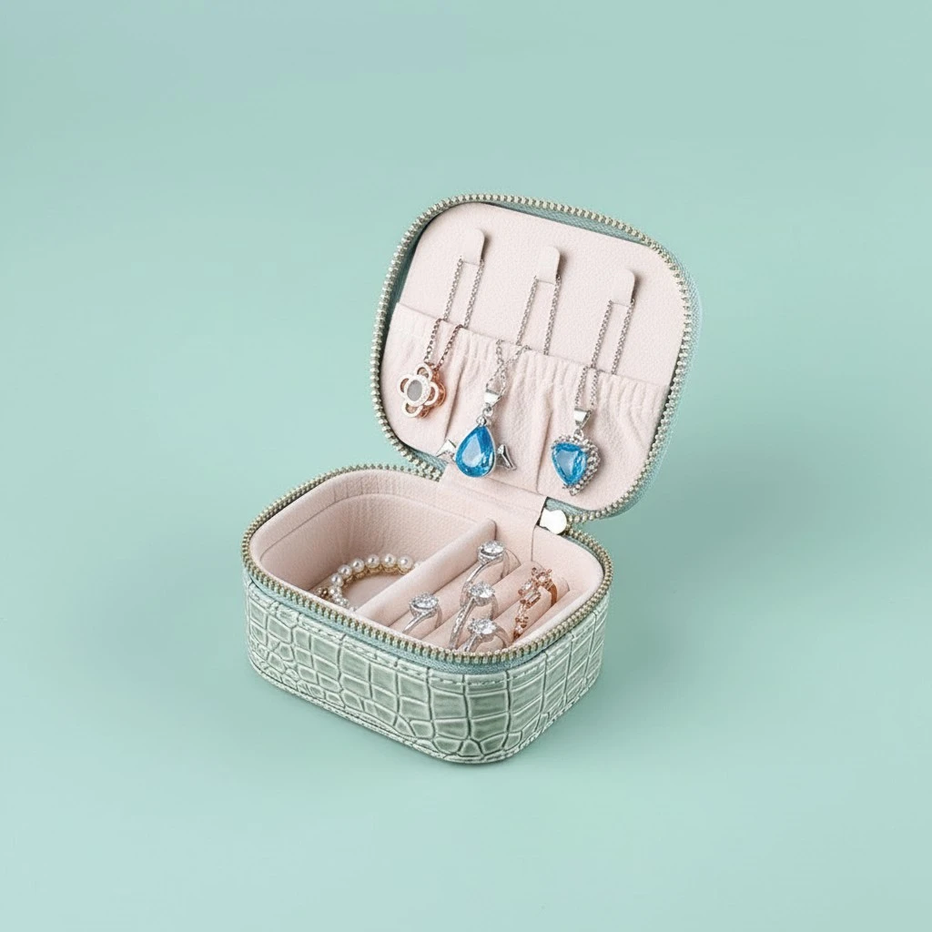 Small Square Portable Jewelry Ring Earring Storage Box