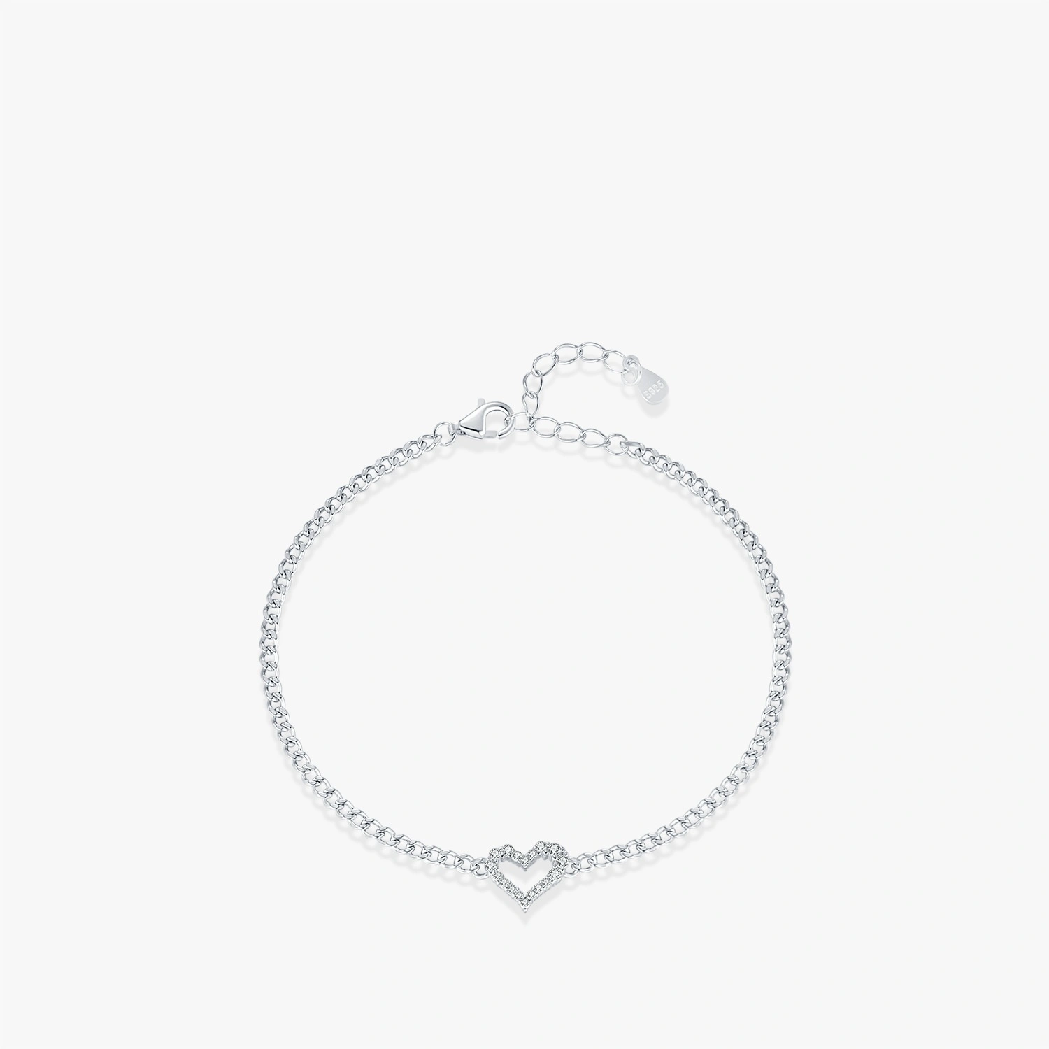 Moissanite S925 Sterling Silver Diamond Irregular Heart Bracelet