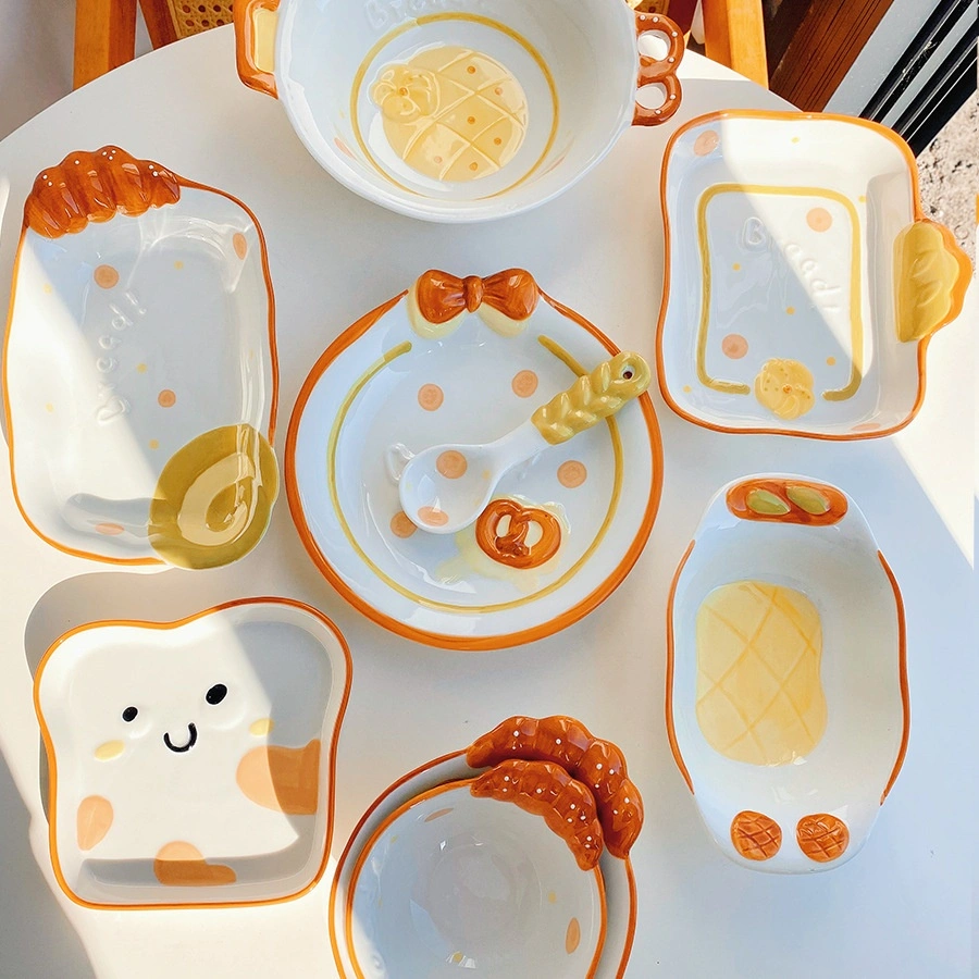Cute Bread Ceramic Tableware Household Bowl Dessert Cookies