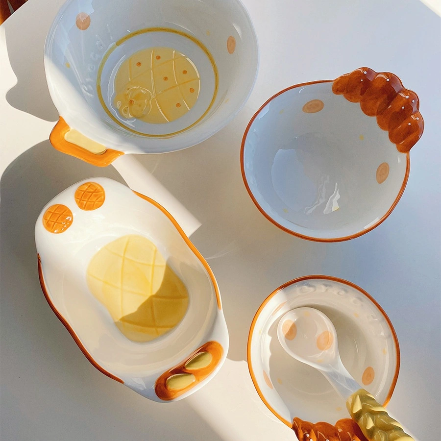 Cute Bread Ceramic Tableware Household Bowl Dessert Cookies
