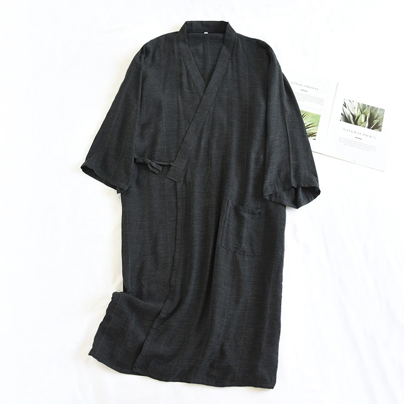 Japanese Style Lace-up Kimono Pajamas Men's Spring And Summer Pure Cotton Thin
