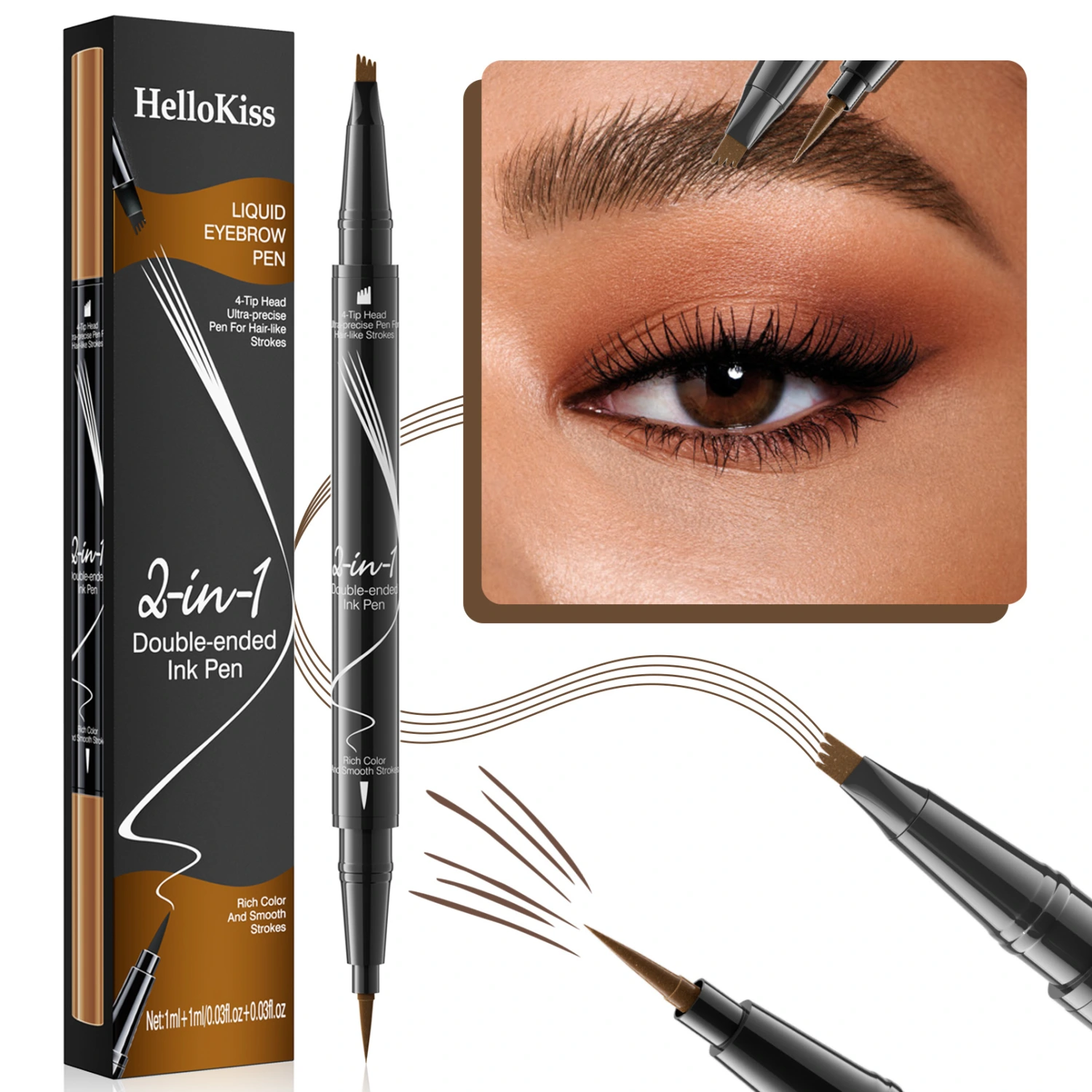 Double-headed Liquid Eyebrow Pencil Quick-drying Sweat-resistant Not Smudge