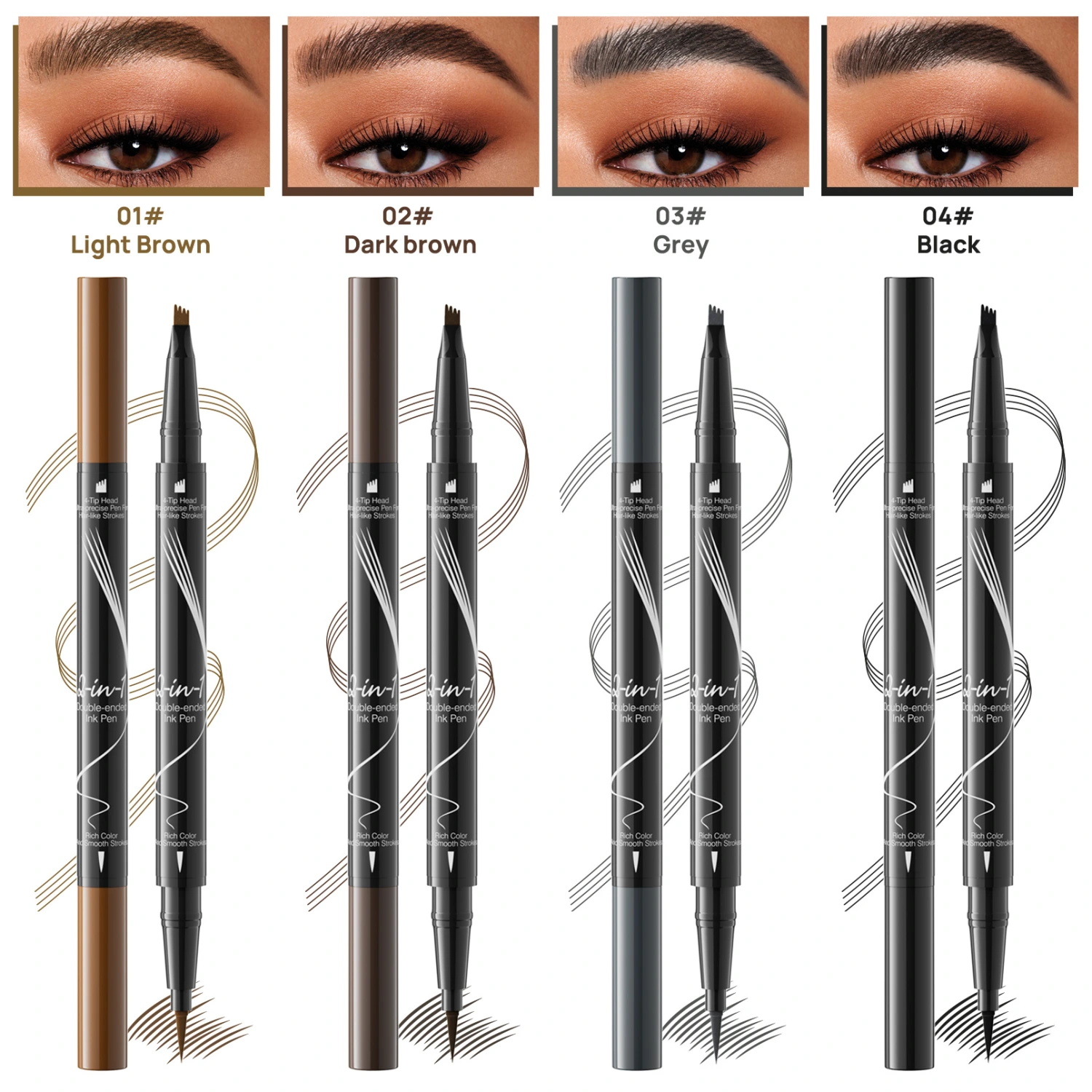 Double-headed Liquid Eyebrow Pencil Quick-drying Sweat-resistant Not Smudge