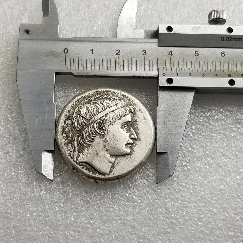 Antique Thickened Thickened Ancient Greek Portrait Coin