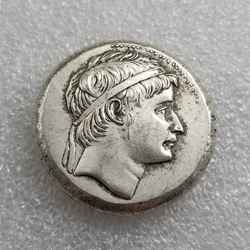 Antique Thickened Thickened Ancient Greek Portrait Coin