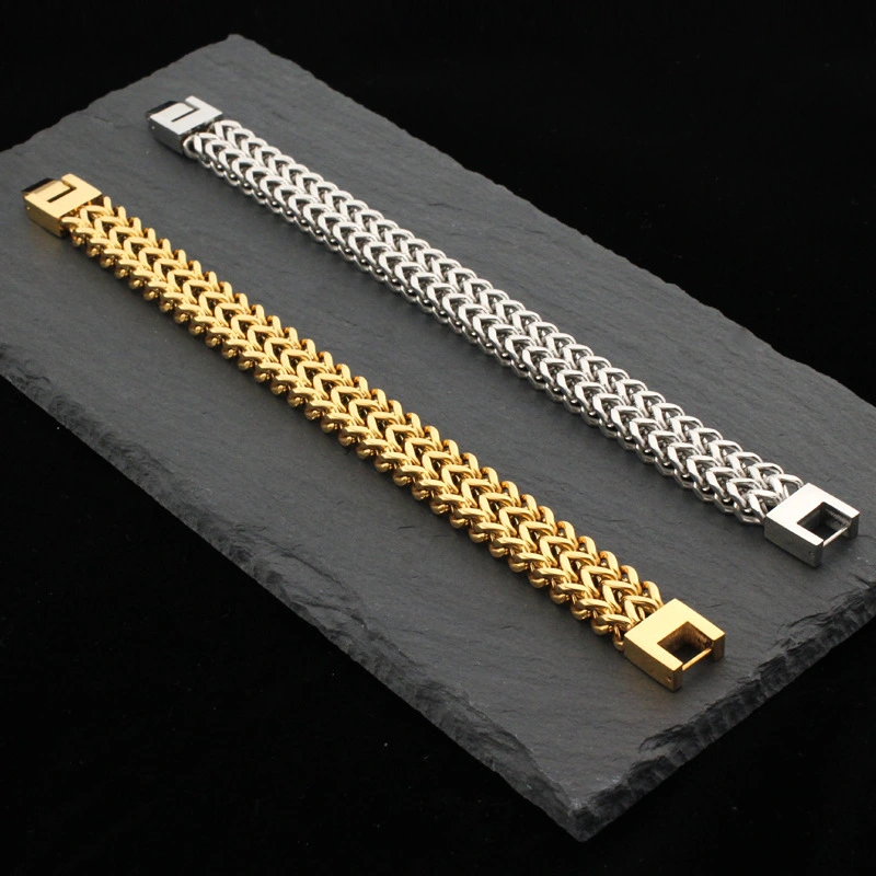 Stainless Steel Bracelet Retro Double Titanium Steel Cuban Link Chain