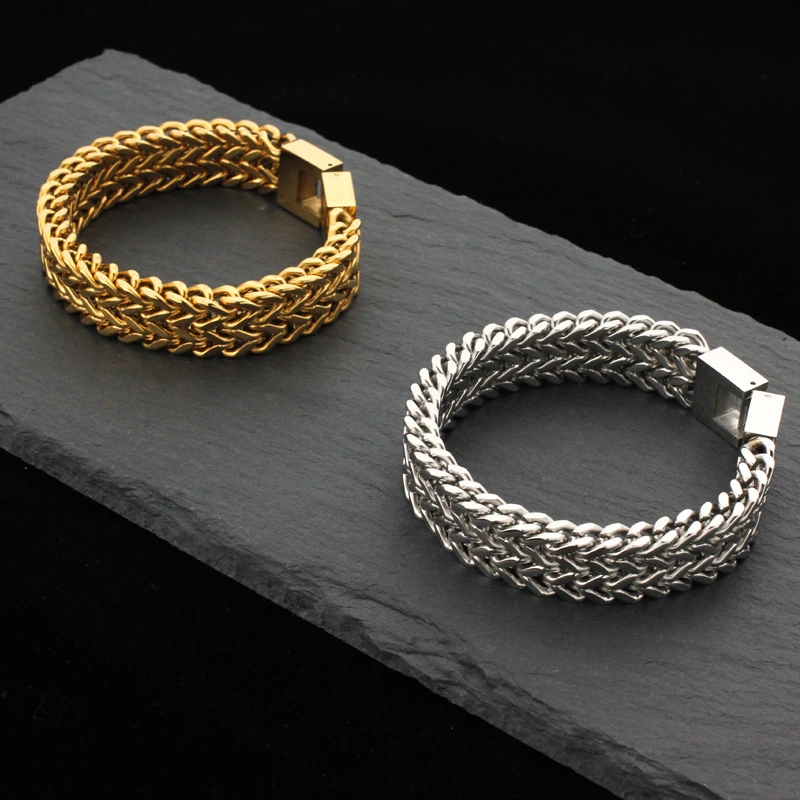 Stainless Steel Bracelet Retro Double Titanium Steel Cuban Link Chain