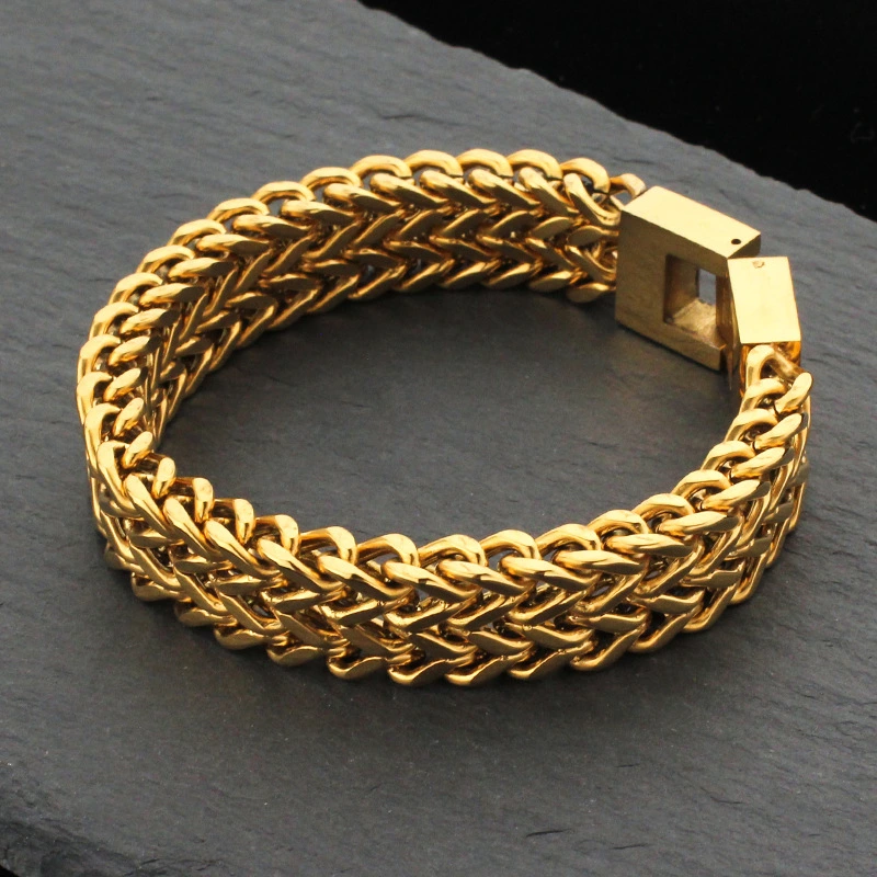 Stainless Steel Bracelet Retro Double Titanium Steel Cuban Link Chain