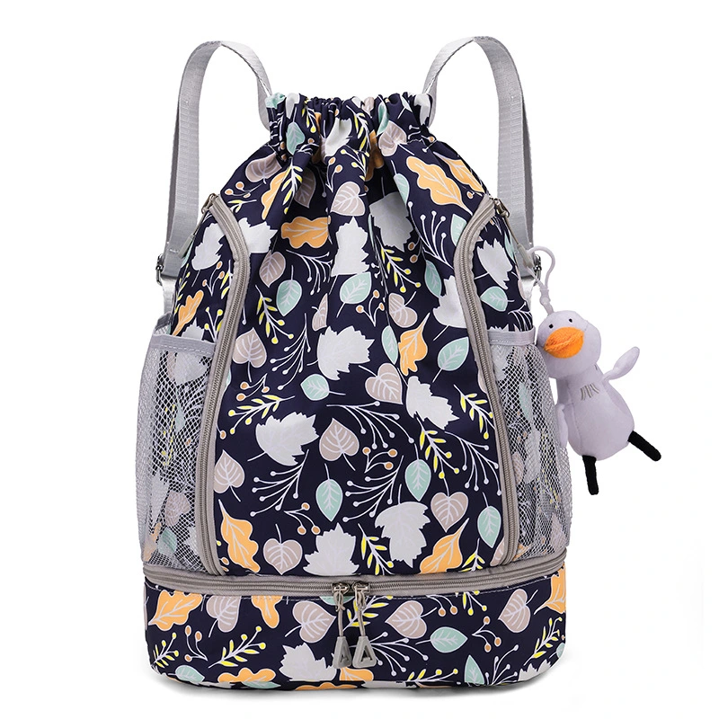 Drawstring Backpack 2 Large Capacity Multi-layer Outdoor Basketball Bag