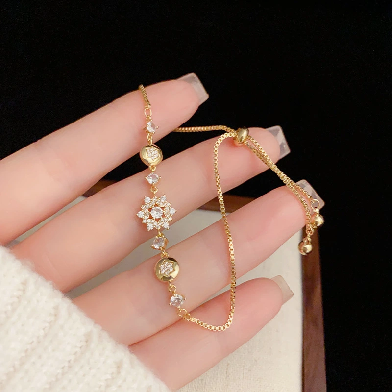 Elegant Micro British Zircon Flower Pull-out Bracelet