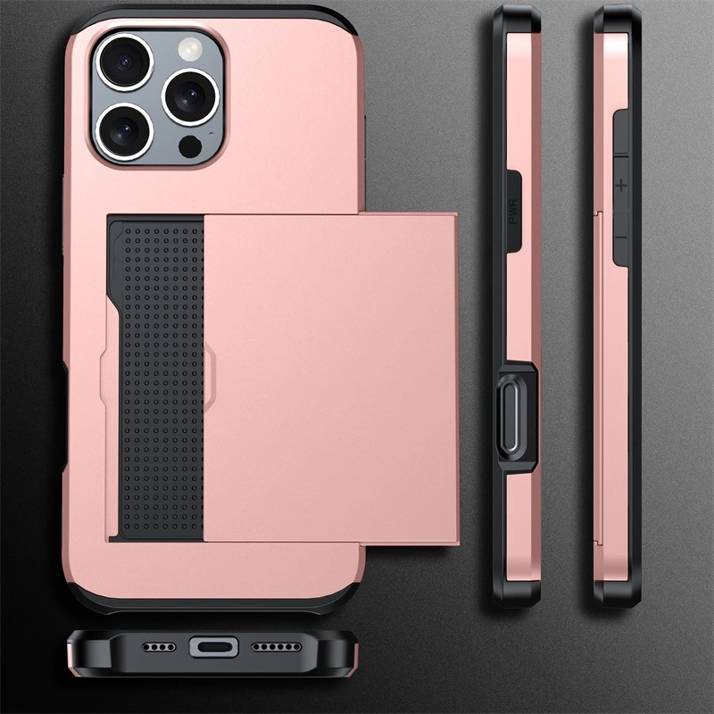 Mobile Phone Case Sliding Cover Card Two-in-one Anti-drop Protective Wallet Credit Card Holder