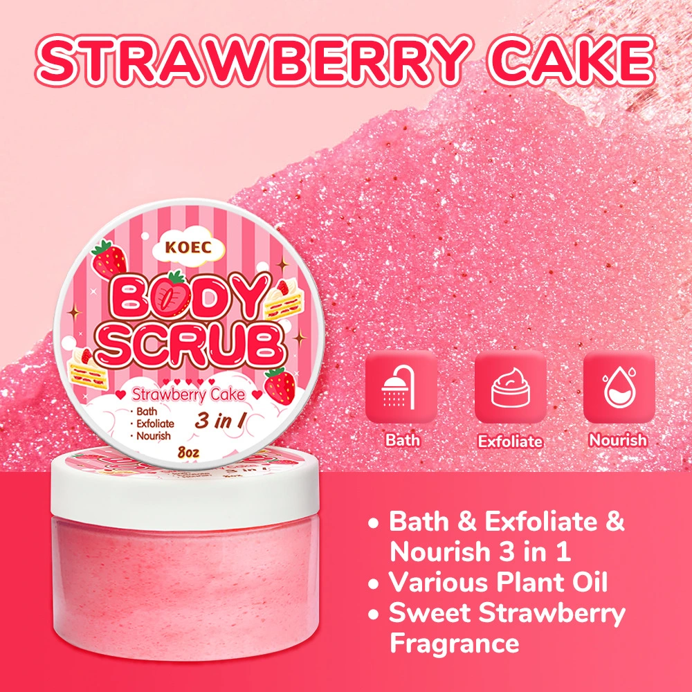 Strawberry Cake Body Scrub Cream Deep Cleansing Exfoliating