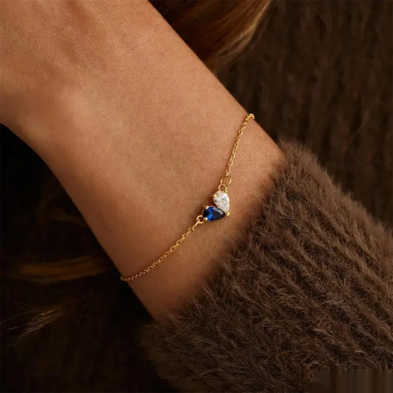 Korean Style Copper Diamond Water Drop Bracelet
