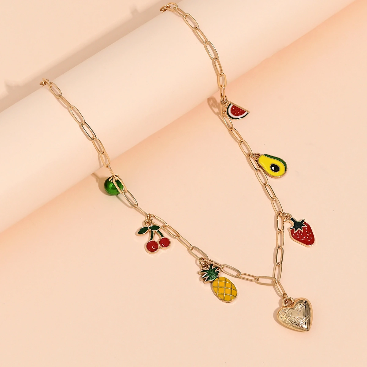 Simple Love Bell Fruit Necklace Pastoral Style Colorful Oil Clavicle Chain