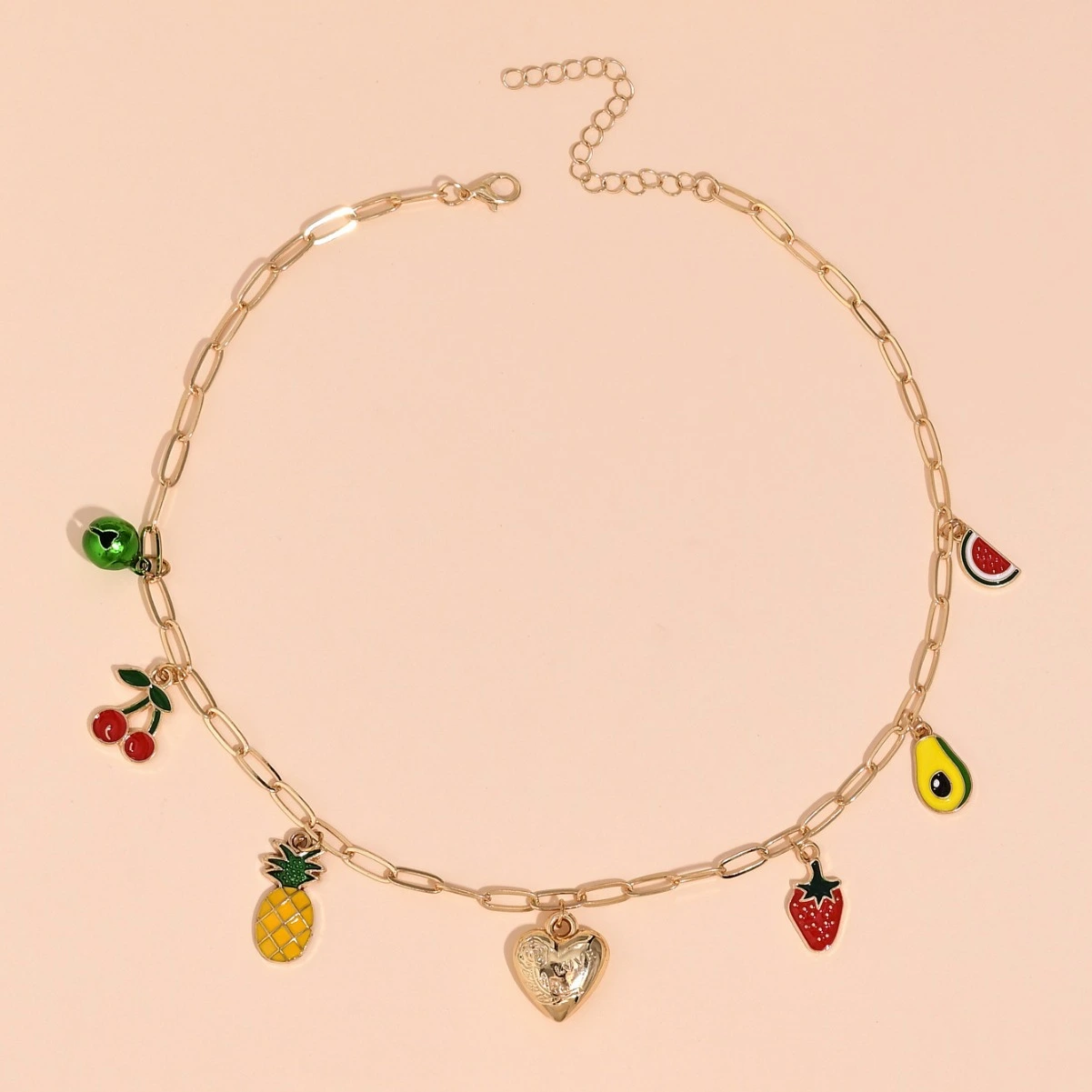 Simple Love Bell Fruit Necklace Pastoral Style Colorful Oil Clavicle Chain