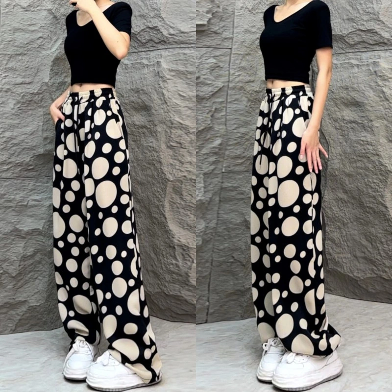 Women's Drawstring Straight Wide Leg Casual Pants