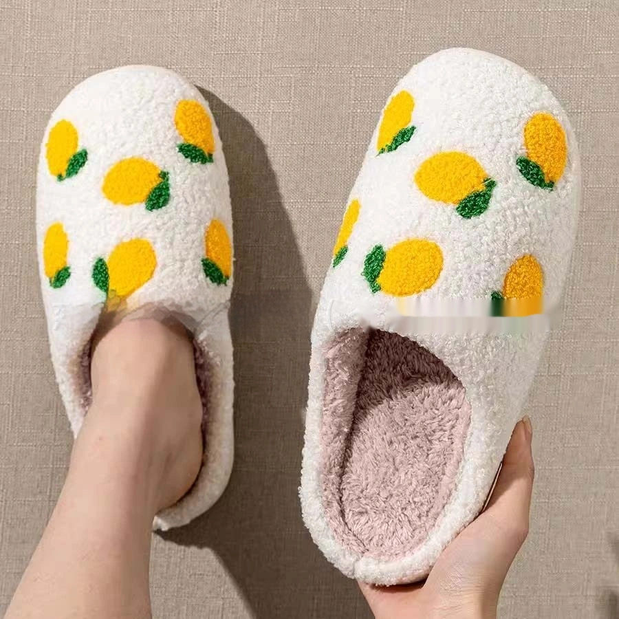 Women's Cotton Plush Lemon Slippers